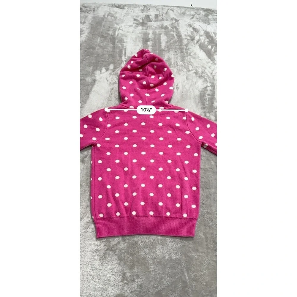 Gymboree Girls Hooded Sweater Size XS (3/4) Pink Daisies Button Up Polka Dot EUC
